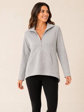 Kyodan Outdoor Women’s Medium Gray Herringbone Quarter Zip Fleece Pullover